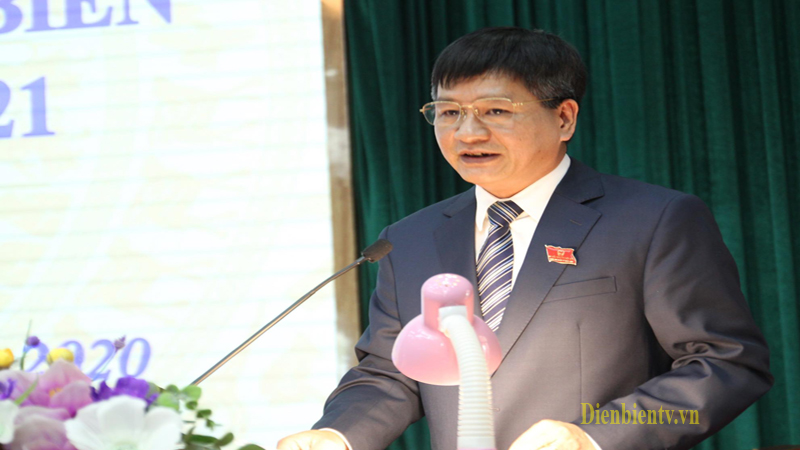 Ông Lê Thành Đô - Chủ tịch UBND tỉnh Điện Biên phát biểu nhận nhiệm vụ mới