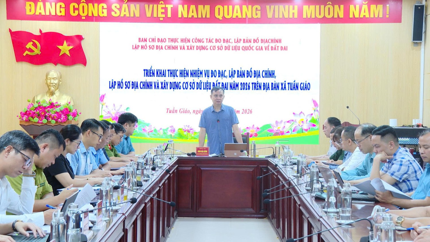 Triển khai thực hiện công tác đo đạc, lập bản đồ địa chính, lập hồ sơ địa chính và xây dựng cơ sở dữ liệu đất đai năm 2026 trên địa bàn xã Tuần Giáo